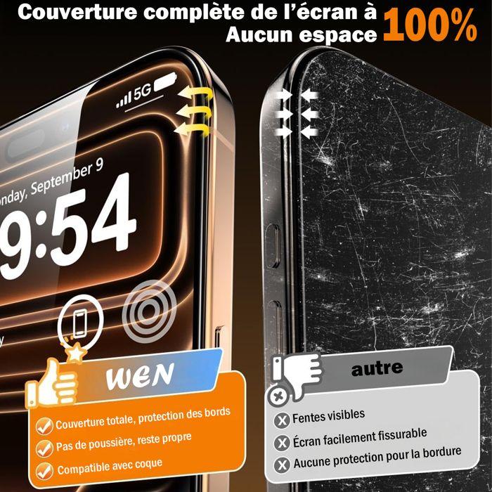 Protège‑écran verre trempé - iPhone 17 Pro Max - Au‑delà de 9H (12×) - Résiste chutes 3,6 m - Bords noirs 3D 1:1