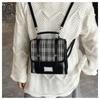 Retro Contrasting Backpack Women's New College Style Plaid Single Shoulder Messenger Bag Versatile Small Backpack