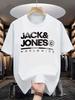 Летняя мужская мода 100% чистый хлопок футболка, модная и удобная jack&jones с принтом свободный уличный топ
