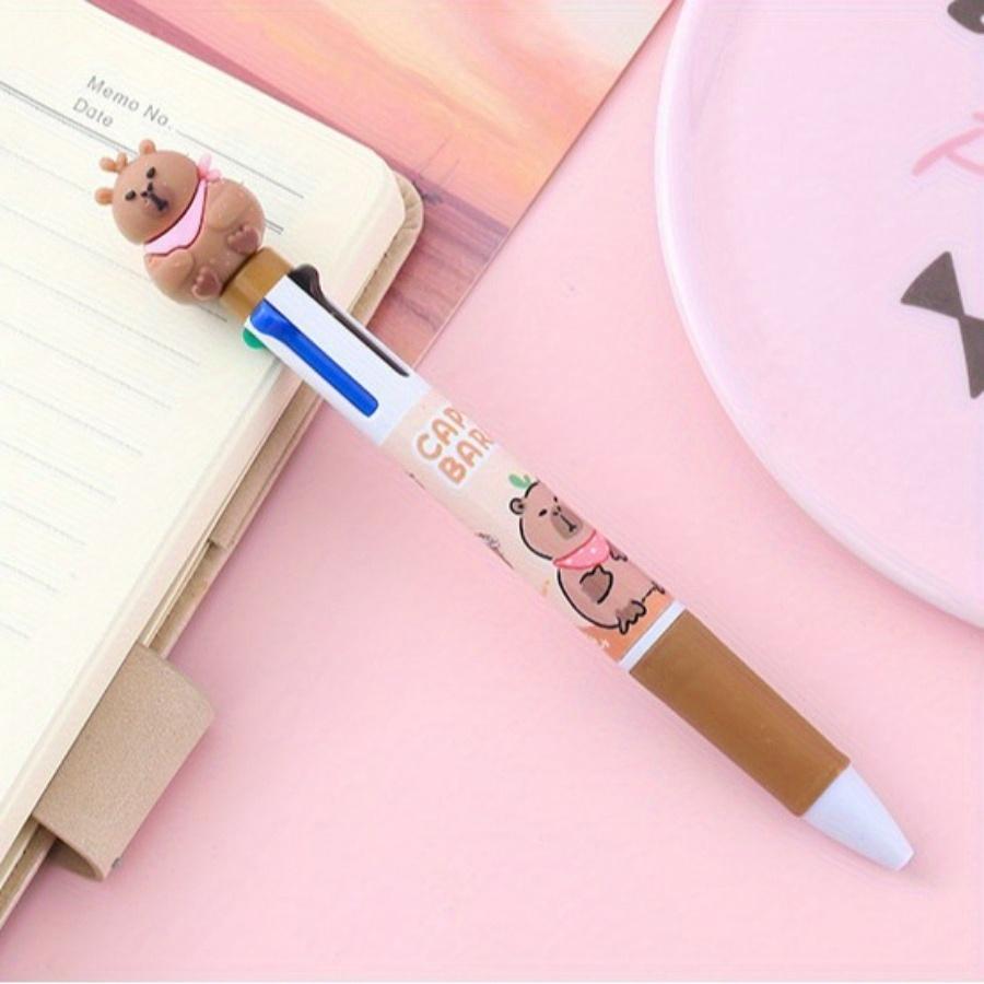 School Season 10pcs 0.5mm Capibala Four-color Ballpoint Pen High-value Stationery Color Handbook Pen Creative Office Multi-color Oil Pen