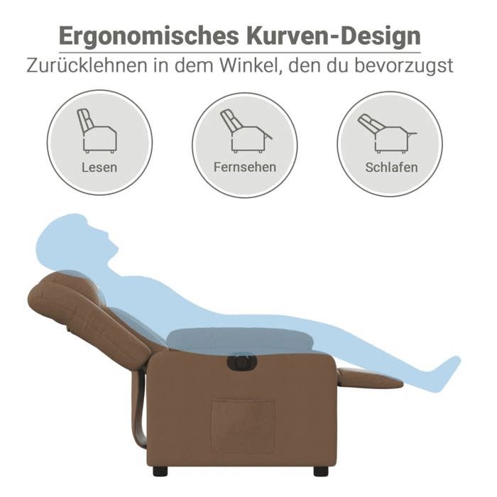 VidaXL Fauteuil Inclinable Électrique, Chaise de Relaxation avec Dossier, Siège avec Accoudoirs, Fauteuil TV de Salle de 3205296