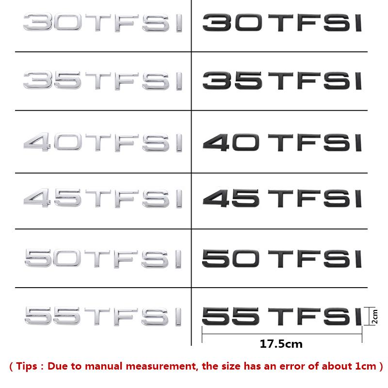 2026 3D Car Styling 30 35 40 45 50 55 60 TFSI Logo Decal Emblem Rear Trunk Badge Sticker For Audi A1 A3 A4 A5 A6 A7 A8 Q2 Q3 Q5 Q7 TT