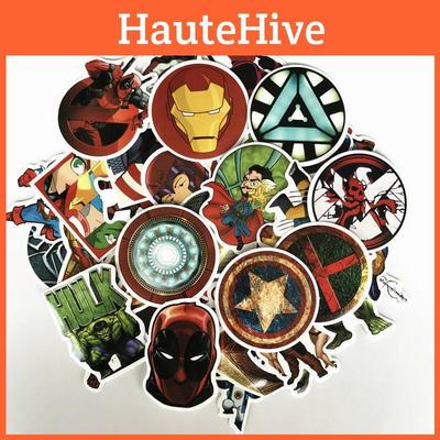 Набор из 50 наклеек супергероев Мстителей. Идеально для украшения автомобиля, ноутбука и скейтборда.