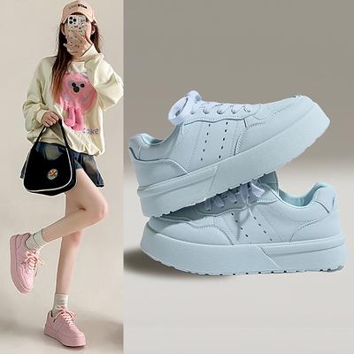 Модная белая обувь на толстой подошве, популярная трендовая женская обувь, легкие кроссовки, универсальная повседневная обувь, простая спортивная обувь