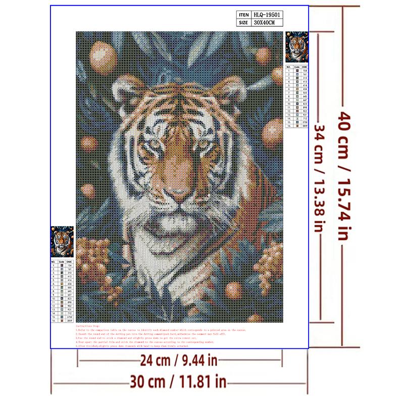 5d DIY Diamond Painting Cross Stitch Animal Tiger Fruit Diamond Embroidery Mosaic Full Round Drill Home Decor Arts