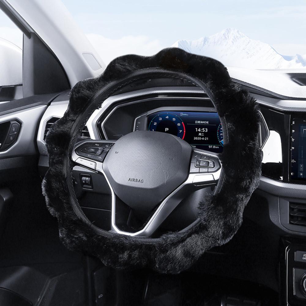 Мягкий розовый пушистый чехол на руль Нескользящий Универсальный размер Аксессуар для интерьера автомобиля со стильным захватом