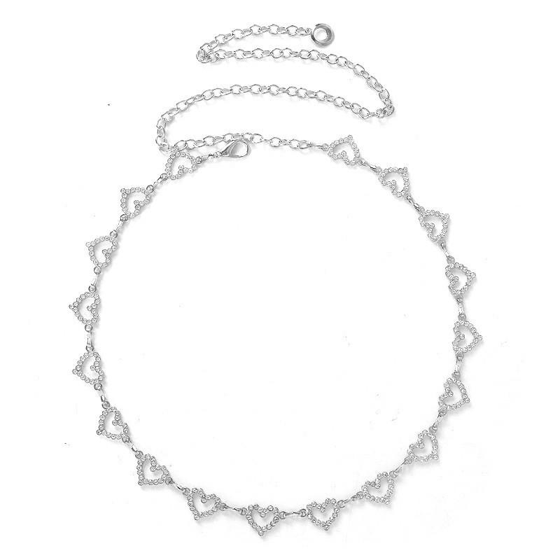 Поясная цепочка в форме сердца со стразами и цирконом для женщин, высококлассный простой дизайн, металлические аксессуары-цепочки, модная бижутерия