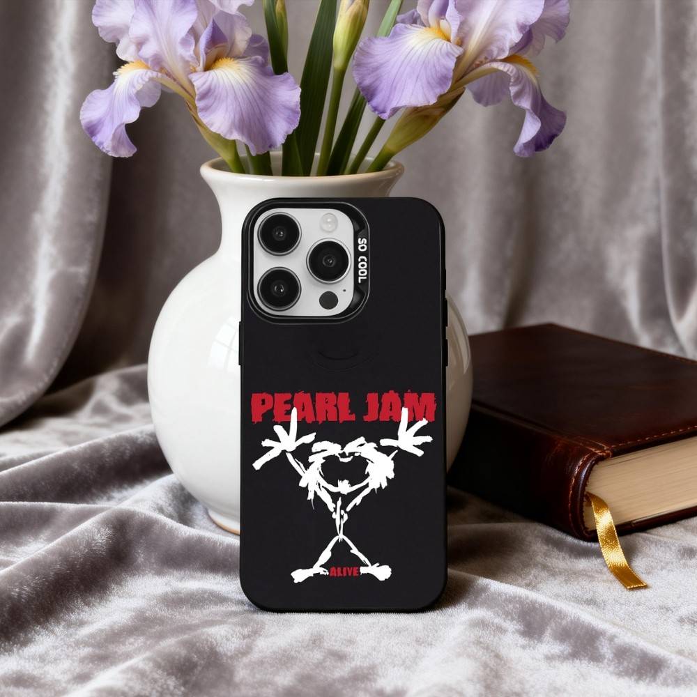 Grungy P-Pearl Jam Bnd Phone Case For iPhone17,16,15,14,13,12,11 Plus,Pro Max Candy Silver Plated Inside Cover