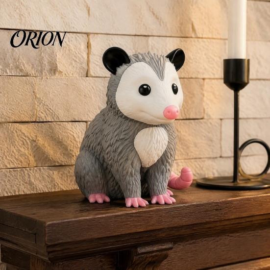 Декоративные фигурки опоссума из PLA, 3D-печатная фигурка опоссума, милая сидящая статуэтка, реалистичные статуи животных для дома, улицы, сада, крыльца, рабочего стола,