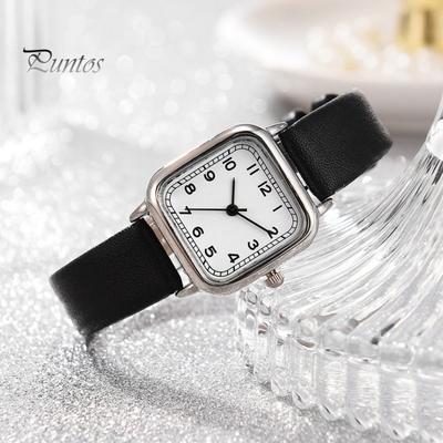 Женские кварцевые часы с квадратным циферблатом, мягкий ремешок из искусственной кожи, точная регулируемая пряжка, студенческие наручные часы для девочек, модные ювелирные изделия, подарок на день рождения