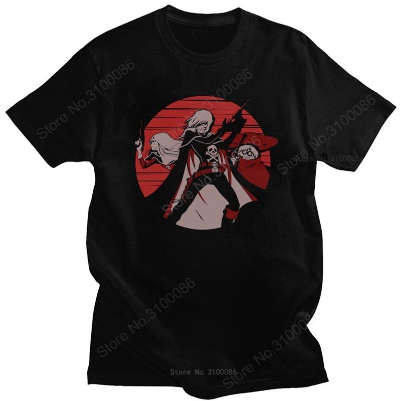 Gorgeous Unisexs Space Pirate Captain Harlock Tee Shirt Short Sleeve Soft Cotton Tshirt Round Neck Summer Unisexga Anime Tshirt Gift