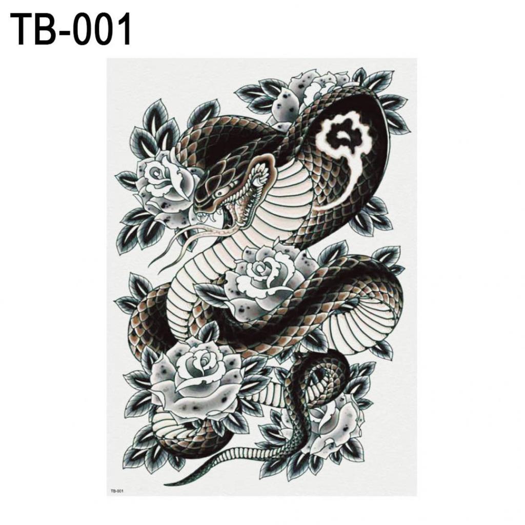 Large Black Men Women Waterproof Body Art Full Back Temporary Tattoo Stickers
