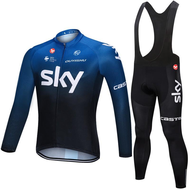 Men Women Cycling Jersey Bib Shorts Set Breathable Long Sleeve Road Bike Outfit