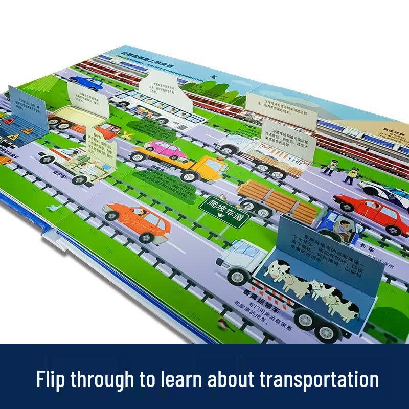 Interactive 3D Pop-Up Transportation Book for Kids