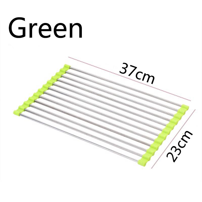 1 Pc Kitchen Sink Rack Stainless Steel Foldable Dish Cutlery Drying Holder Fruits Cup Dish Tool KTY