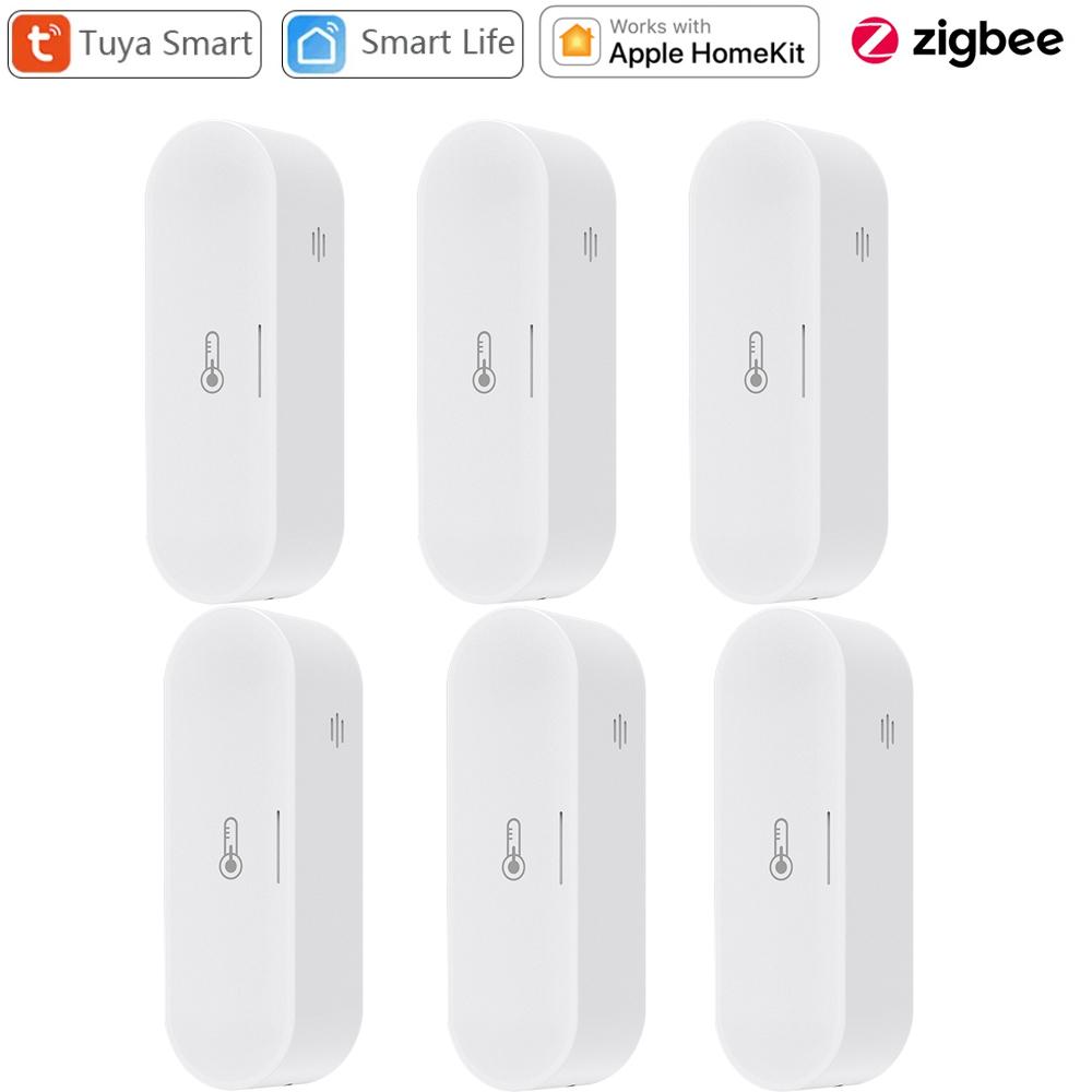 Tuya Zigbee Smart Temperature and Humidity Sensor Micro USB / Battery Powered Home Security Work with Homekit Alexa Google Home