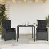 3 Piece Outdoor Dining Set with Cushions Black Poly Rattan