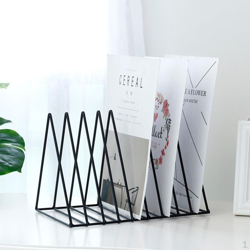 2pcs Metal Wire Storage Rack Holder for Home and Office Desktop Bookshelf Bookend Black