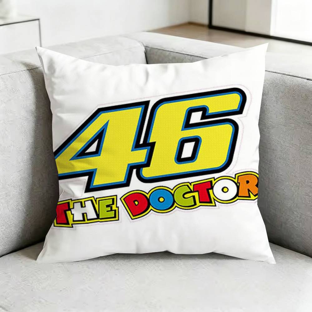 Valentino Rossi Moto Logo Square DoubleSided printed Pillow Case Bedroom Bedside Pillow Sofa Cushion Cover Gift