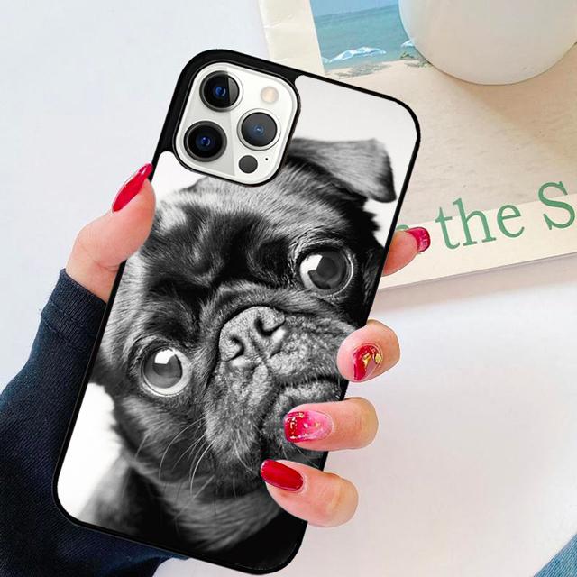 Чехол для телефона с изображением черного мопса, крупный план, для iPhone 17 Air 15 16 14 Plus Apple 11 12 13 Pro Max coque