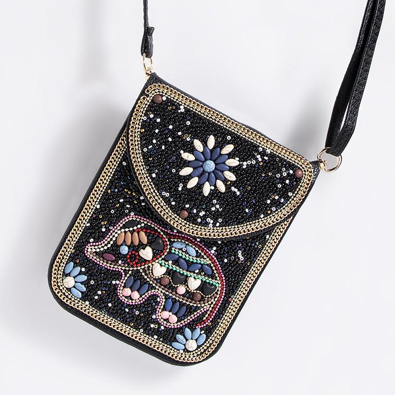 Сумка на плечо в богемном стиле, украшенная PU-цветами, с магнитной застежкой, для повседневного использования