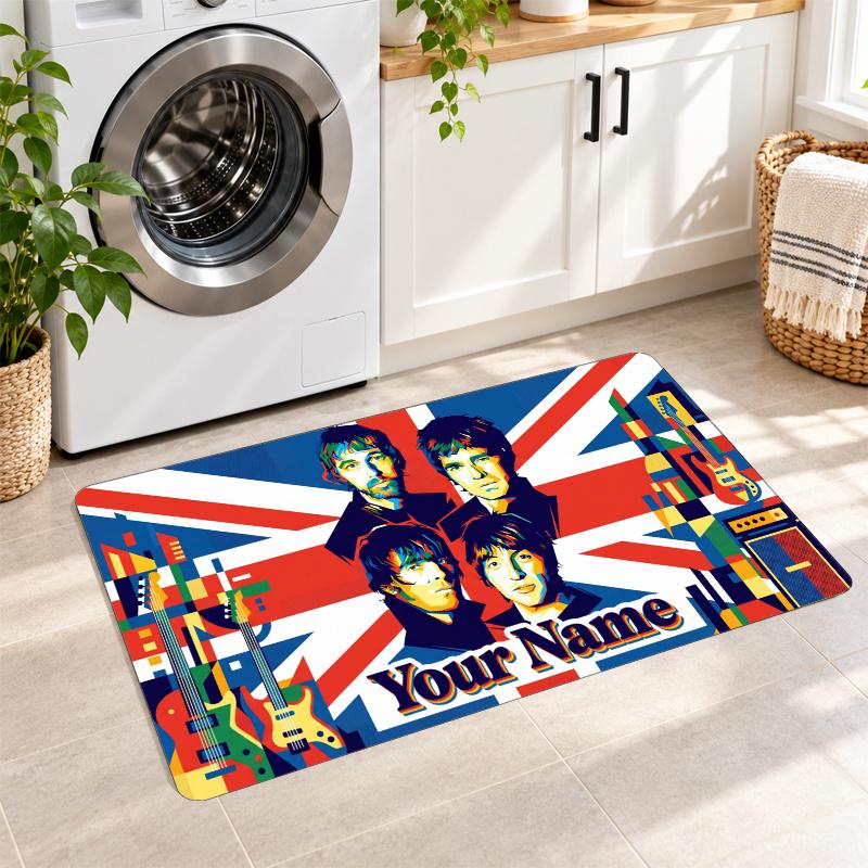 Oasis Custom Text Flannel Floor Rug Soft Kitchen Mat Personalized Non Slip Carpet