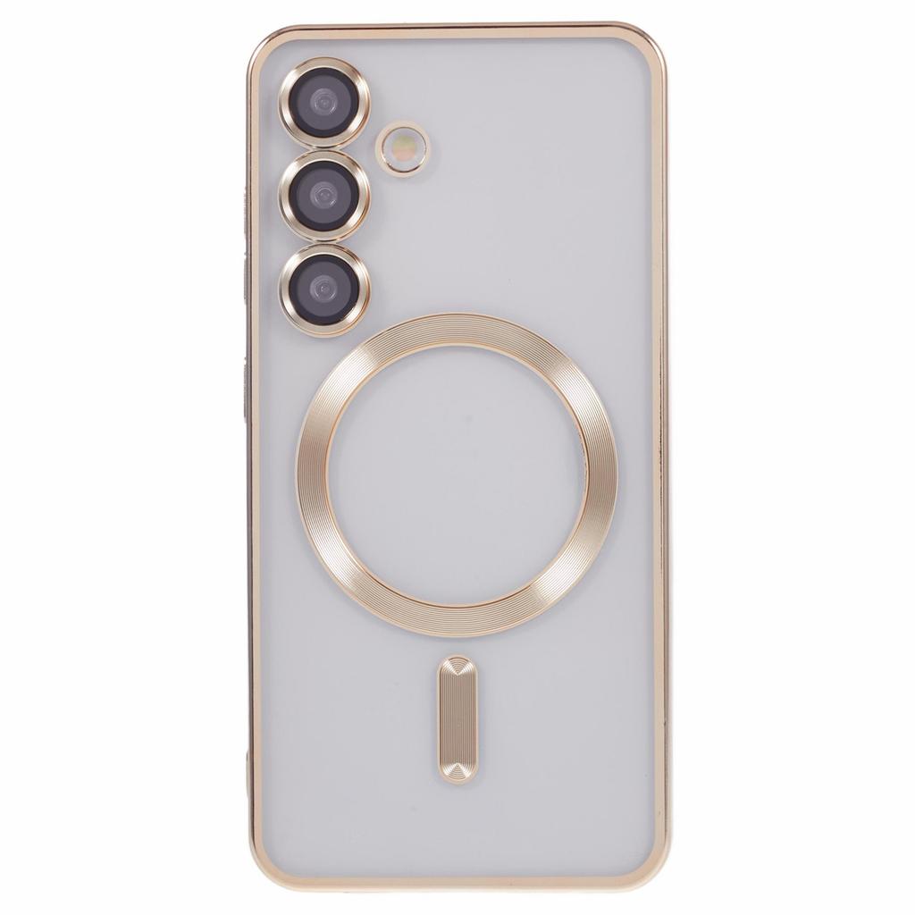 For Samsung Galaxy S24 Magnetic Case Electroplated TPU Phone Cover with Lens Film