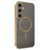 For Samsung Galaxy S24+ Phone Case Carbon Fiber Textured Electroplated TPU Back Cover