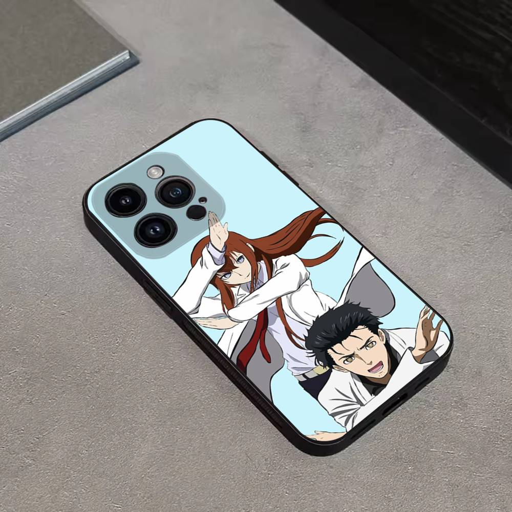 Чехол для телефона аниме Steins Gate для iPhone 16,15,14,13,12,11 Plus,Pro Max,XS,X,XR,SE,Mini,8,7, Мягкий силиконовый черный чехол