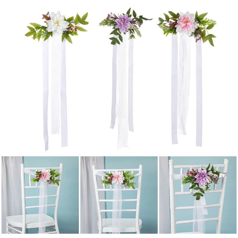 Wedding Ceremony Chair Back Flowers Elegant Wedding Chair Back Flower Embellishment Decorative Flowers for Aisle