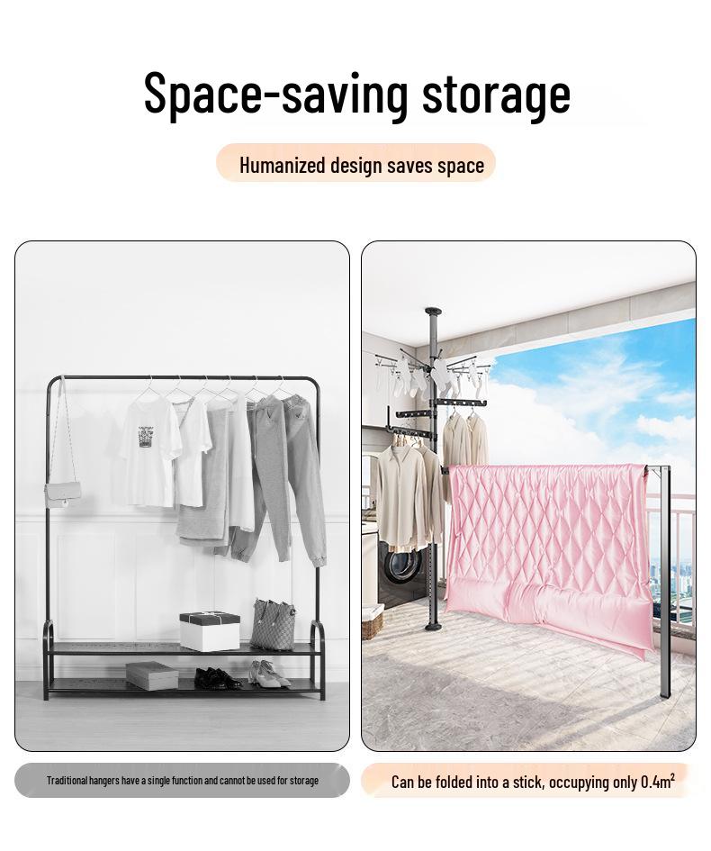 Telescopic Floor-to-Ceiling Clothes Drying Rack - No-Punch, Free-Standing