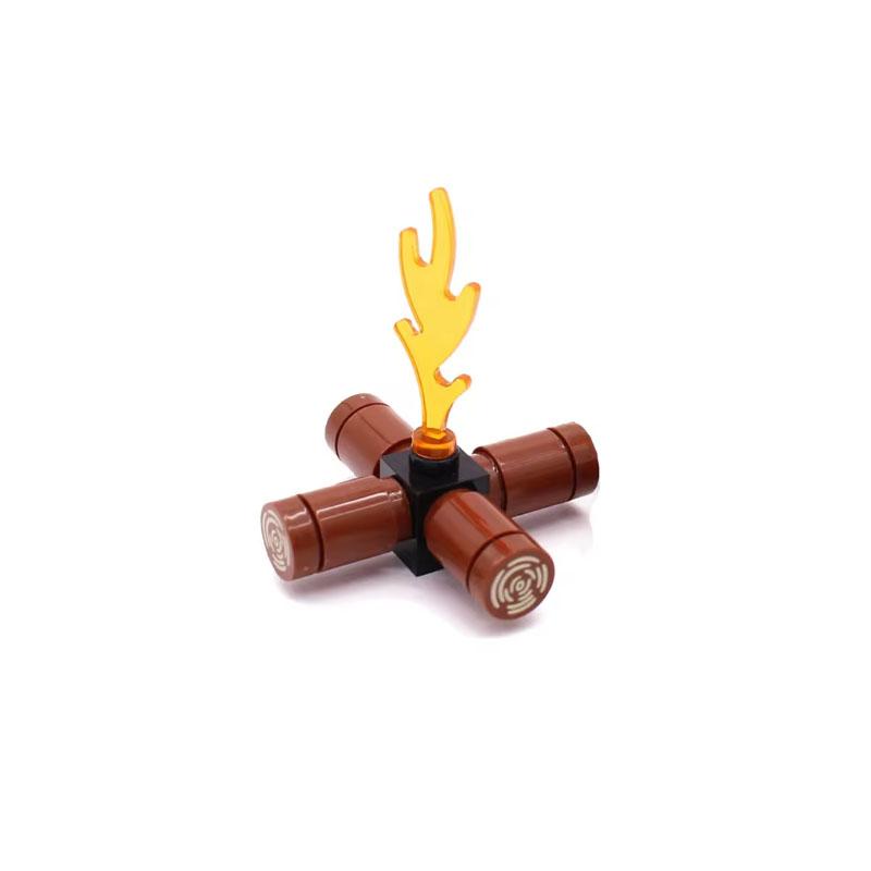 MOC Строительные блоки Костер Пламя Средневековая Бутылка вина Набор аксессуаров Модель подсвечника Мини-кирпич Совместимая игрушка Подарок Сделай сам X019