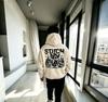 American street STITCH Stitch urban graffiti print hooded sweater loose shoulder men and women the same style