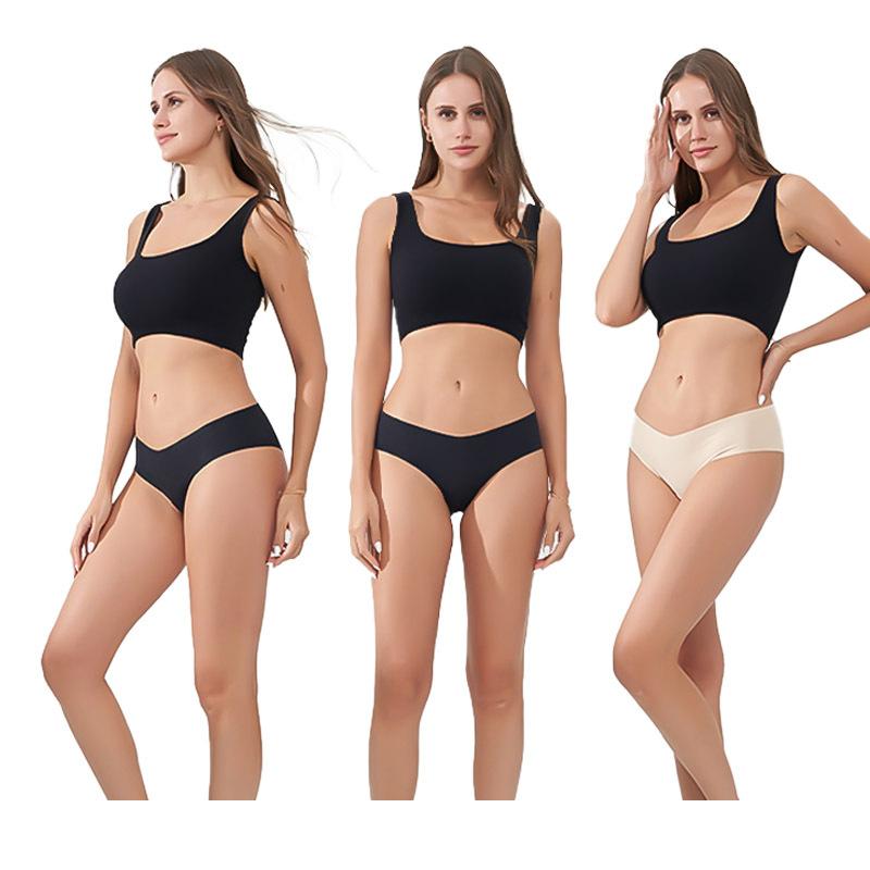 Женское бесшовное нижнее белье с низкой талией, сексуальные дышащие трусы из ледяного шелка