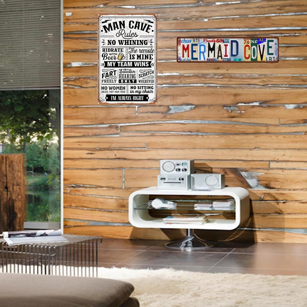 Mermaid Cove Metal Tin Sign Funny Vintage Slim Street Signs 16 X 4 Inch Wall Art for Home Farmhouse Bar Cafe Garage Indoor Outdoor Decor