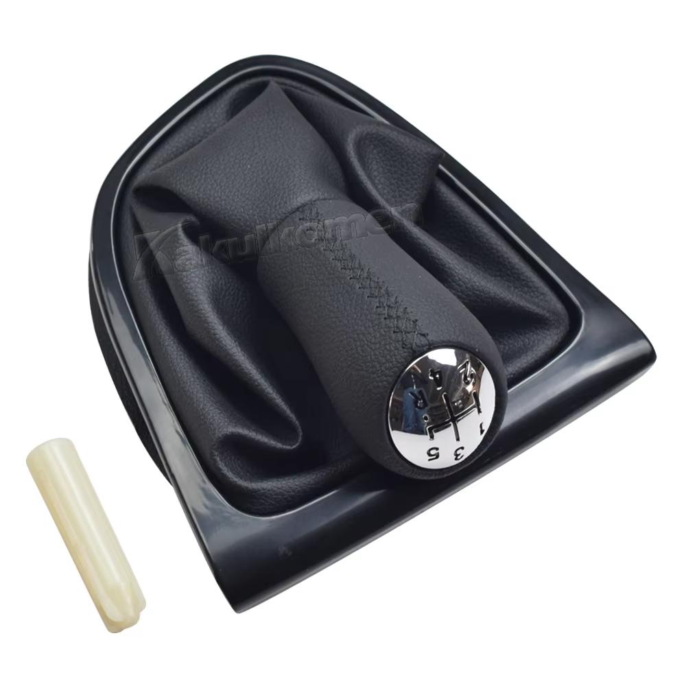 Manual Transmission 5 Speed Leather Gear Shift Knob Stick Gaiter For Renault Clio 4 IV 2012- Black Boot Cover Gaitor Collar