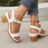 Мода 2025 Новые Босоножки на Высоком Каблуке Женская Мода Задний Ремешок Квадратная Подошва Сандалии Женские Нескользящие Легкие С Открытым Носком Sandalias Mujer