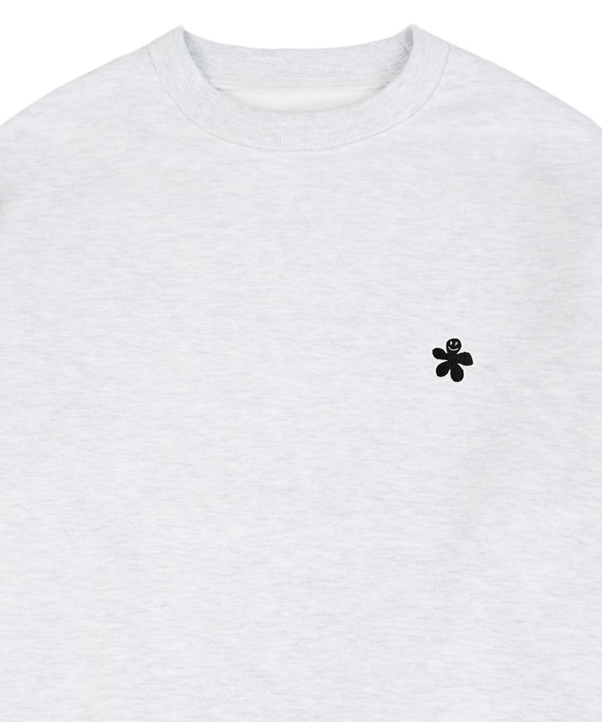 GRAVER [Unisex] Black Odd Flower Embroidered Sweatshirt_Melange White