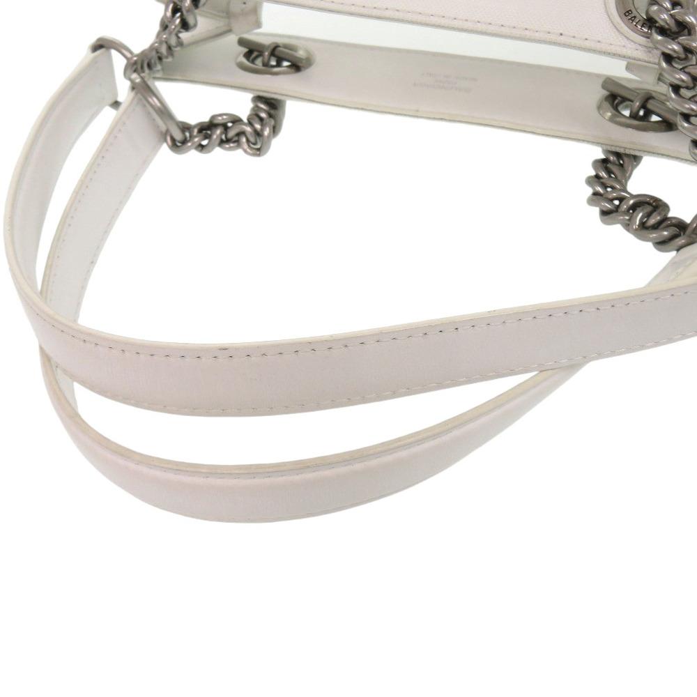 Used AUTHENTIC BALENCIAGA 741603 duty free White Mesh Leather Tote Bag
