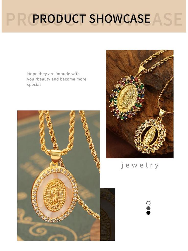 Our Lady Mary Diamond Seashell Pendant: Vintage Titanium Steel Clavicle Necklace Series for Women