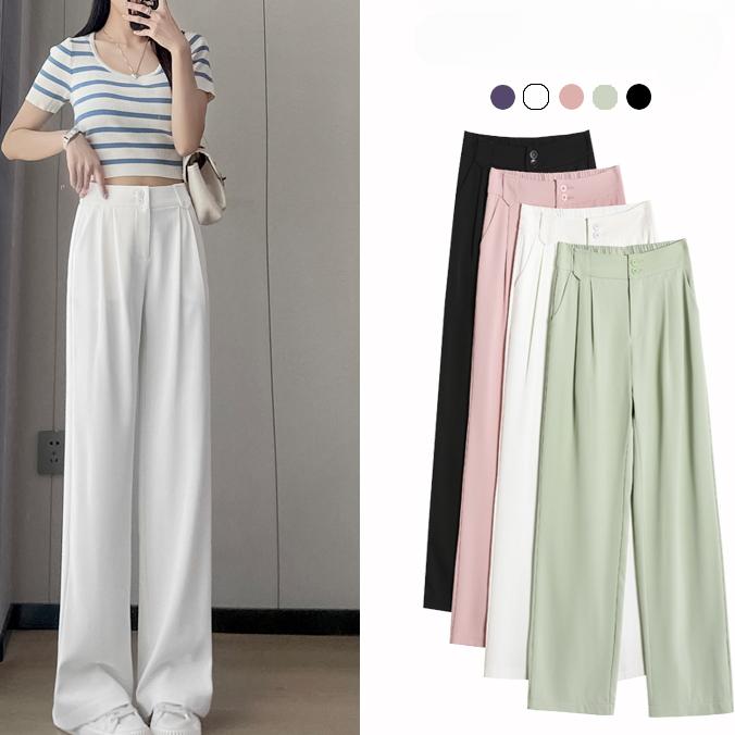 Лето-осень Широкие брюки с эластичной резинкой и высокой талией Свободные прямые повседневные брюки Женские уличные черные брюки Харадзюку Женские брюки