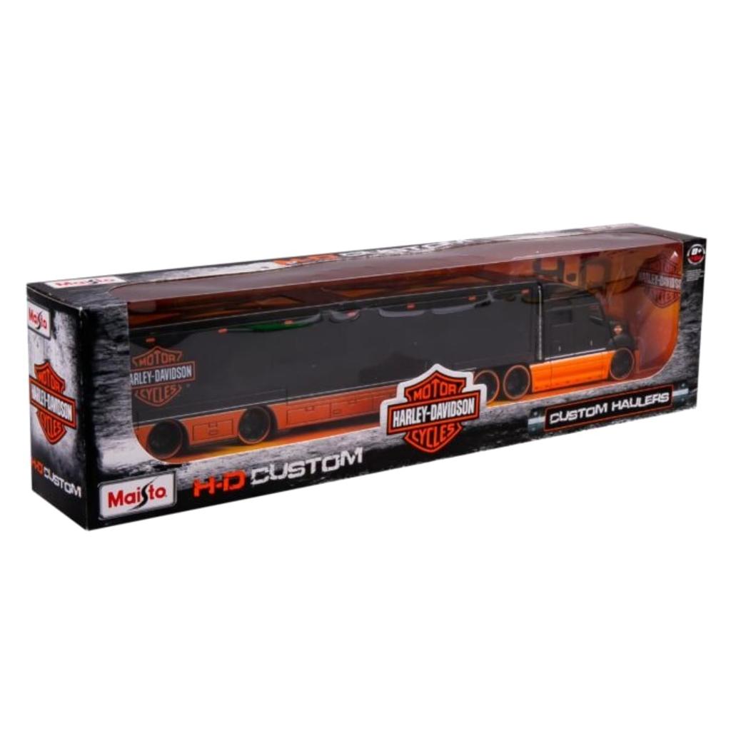 Maisto Scale Custom Trailer Truck Diecast Model Car 1/64 Harley-Davidson / (11516 (BLACK/ORANGE))