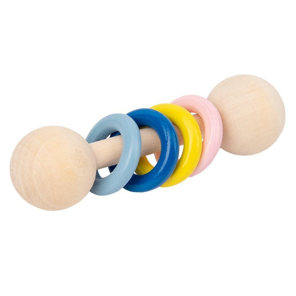 Wooden Musical  HandBell Rattle Toy Educational Wooden Rings Musical Instruments Toy  Baby Toddler
