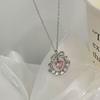 Bow Pink Diamond Love Necklace Star Ring Clavicle Chain Temperament Sweet Accessories Women
