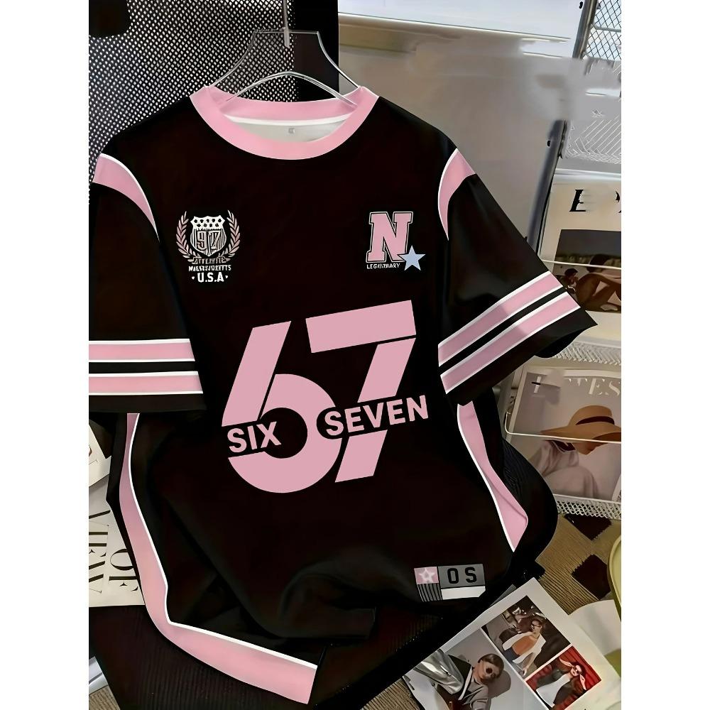 Детская футболка Летняя мода Цифра 67 Личность Американский Повседневный Цифровая печать Одежда для мальчиков Повседневная Девочка Футболки с коротким рукавом Топ