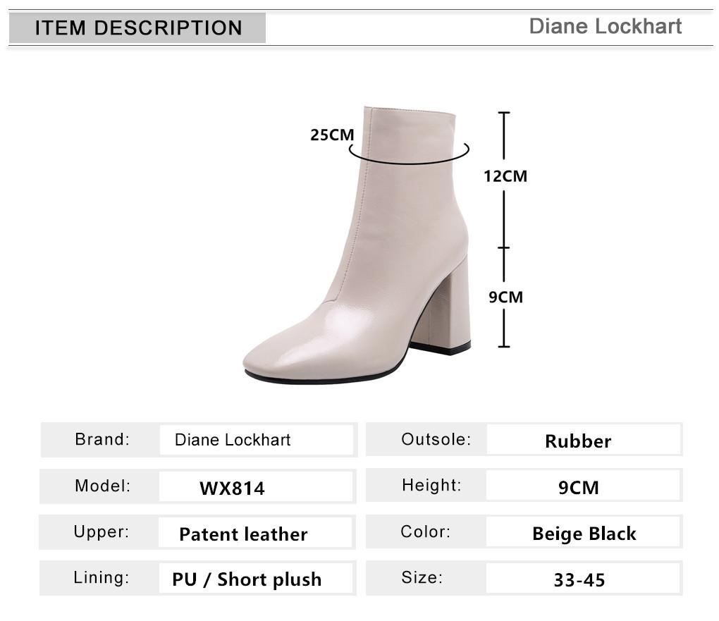 Модная обувь Женские ботильоны Лакированная кожа Большой размер 33-45 Ботинки челси Квадратный носок Боковая молния Осенне-зимняя обувь Женская Бежевый Черный