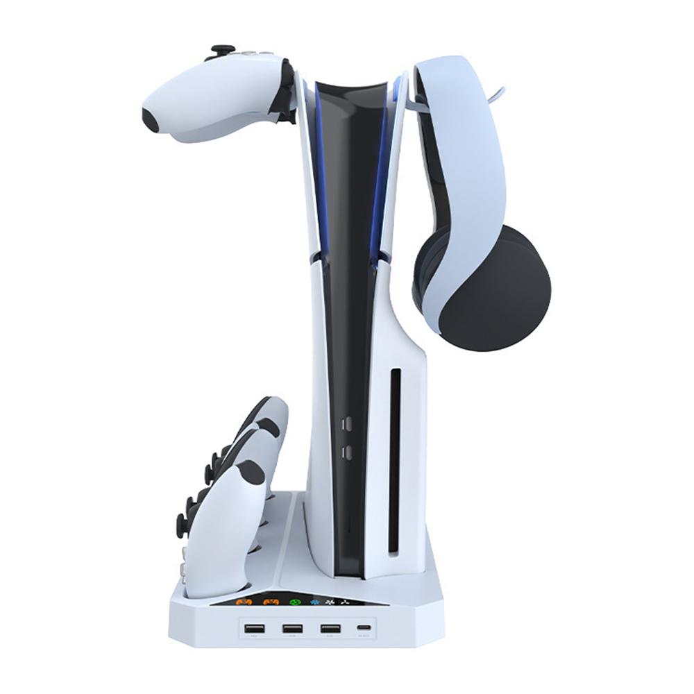 IPLAY HBP-584 Для Sony PS5 Slim Digital/Disc Edition Охлаждающая подставка Двойная зарядная станция для контроллеров Держатель для гарнитуры