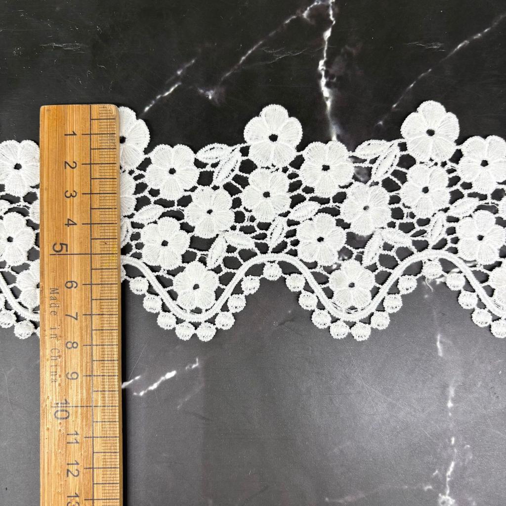 Водорастворимое кружево, кружево с вышивкой из молочного шелка, волновой штрих-код с большим цветком, аксессуары для женского платья