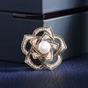 Women'S Alloy Pin Accessories Three-Dimensional Full Diamond Camellia Brooch High-End Women'S Suit Sweater Pearl Corsage