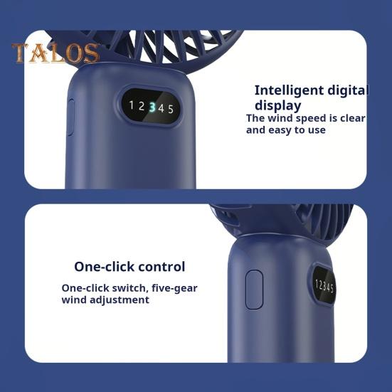 Мини-ручной вентилятор Охлаждающее устройство Цифровой дисплей Мощный воздушный поток Малошумный персональный вентилятор с аккумулятором от USB